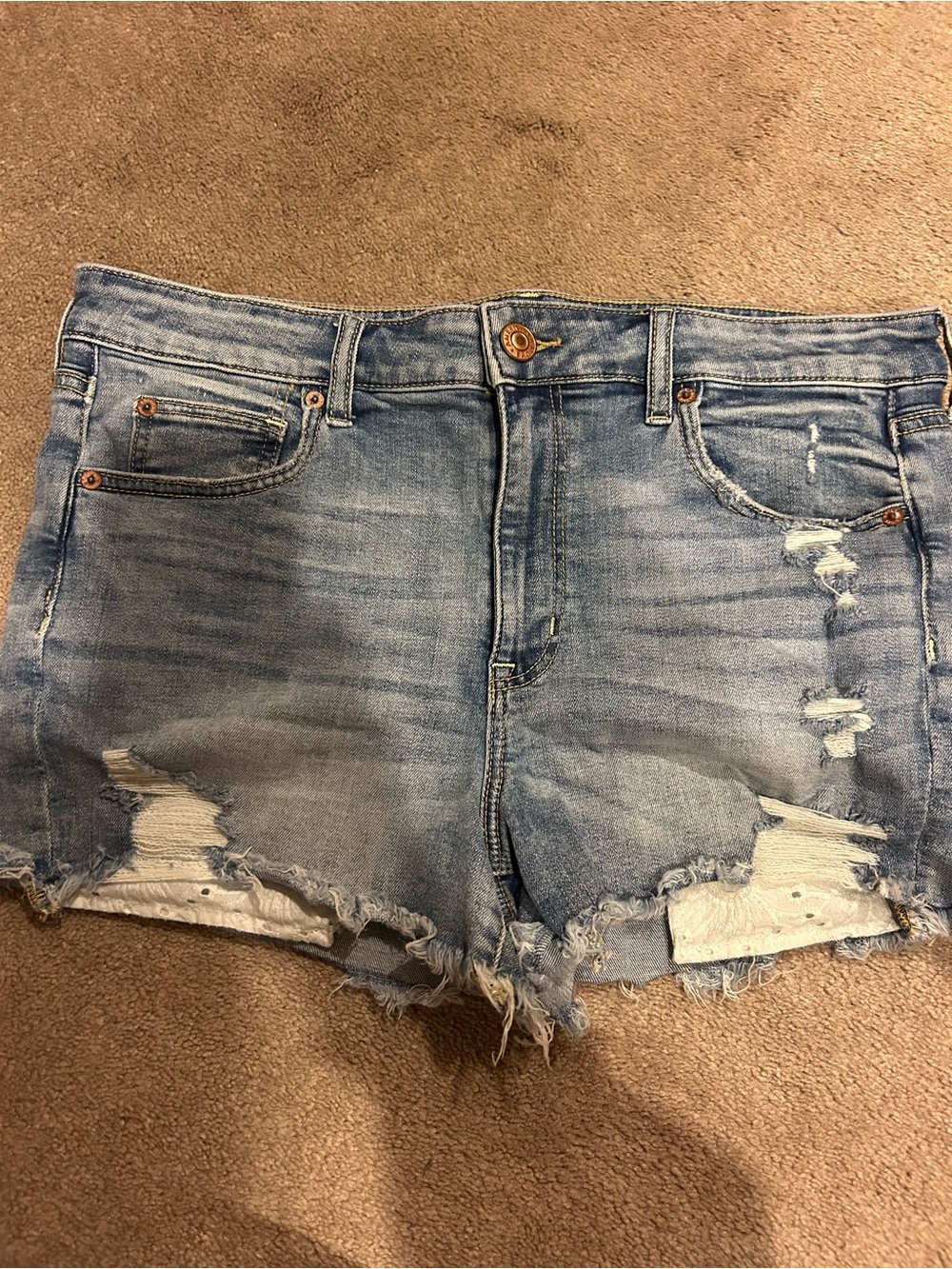 American Eagle Outfitters Light Blue Distressed Denim Cutoff Shorts